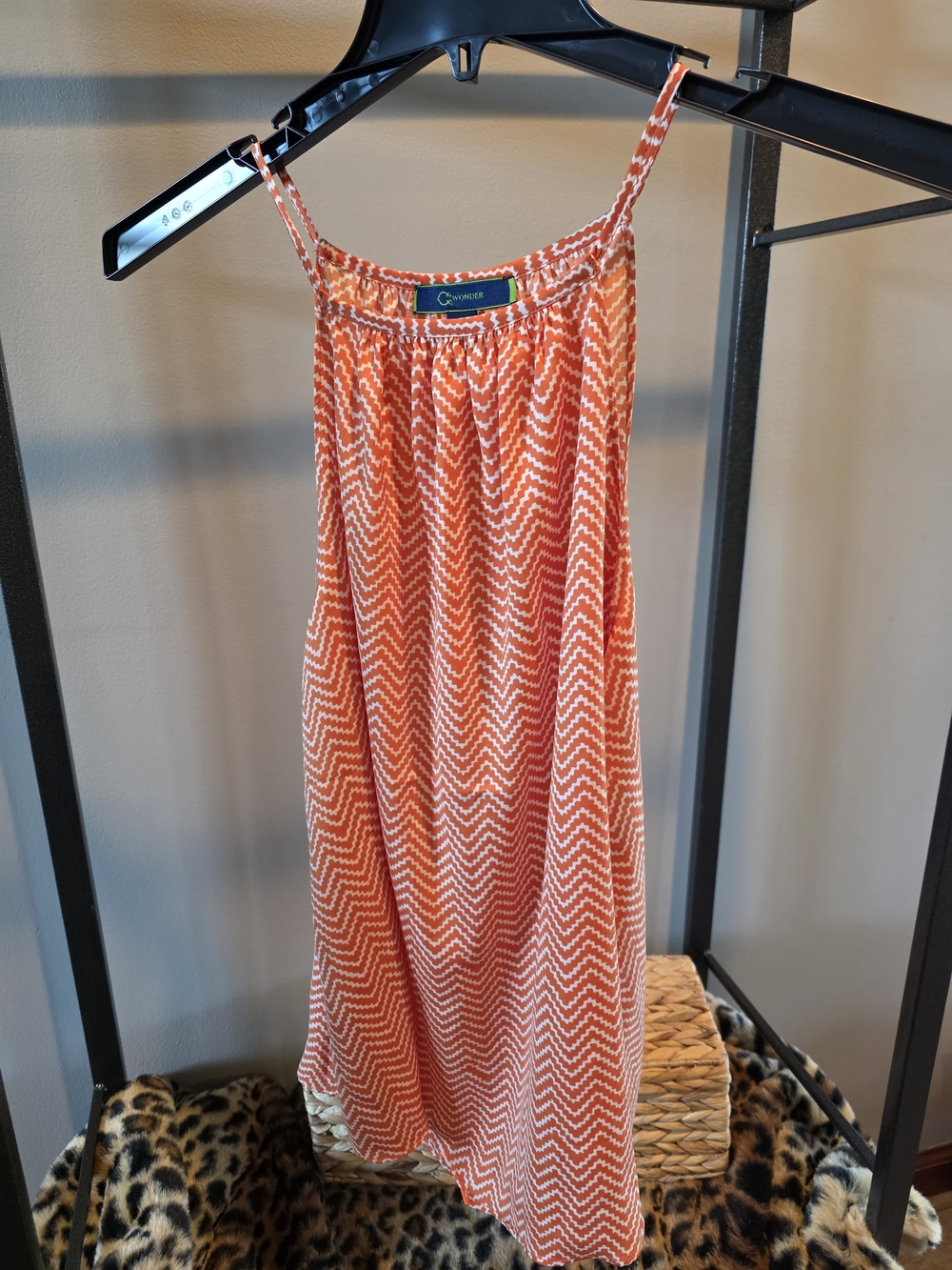 C. Wonder Orange & White Chevron Blouse